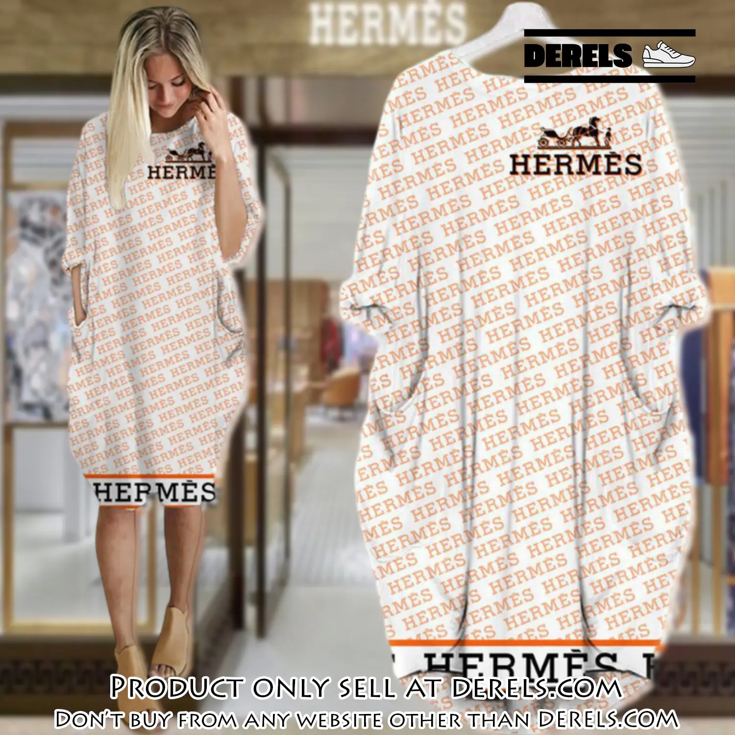 Hermes white batwing pocket dress luxury brand for women pd081 dr2424766